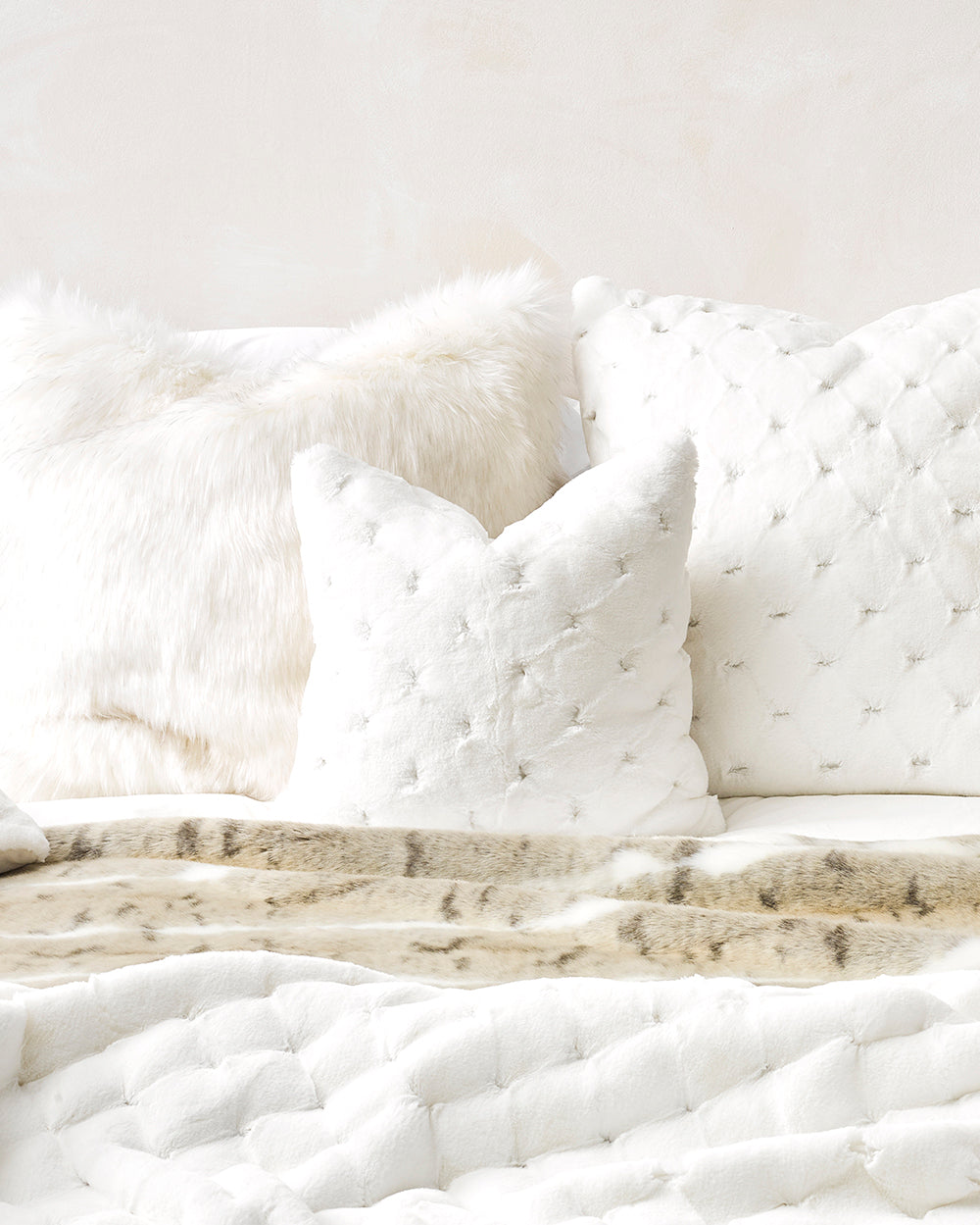 Heirloom Valentina White Cushions in Faux Fur are available from Make Your House A Home Premium Stockist. Furniture Store Bendigo, Victoria. Australia Wide Delivery. Furtex Baya.