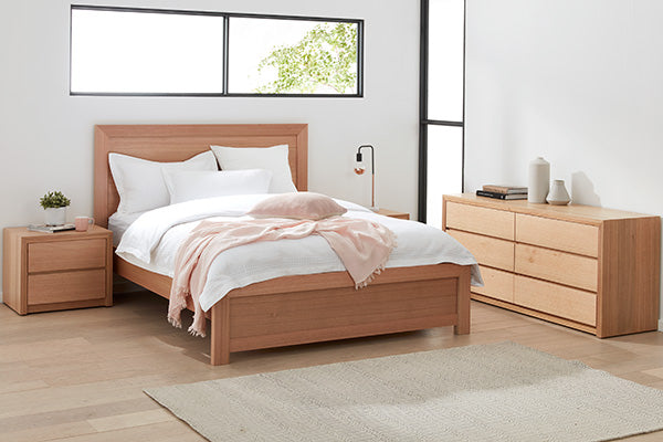 Sorrento Bedroom Tallboy Dresser in solid Tasmanian Oak available at Make Your House A Home. Furniture Store Bendigo. Astra Australian Made Timber Furniture.